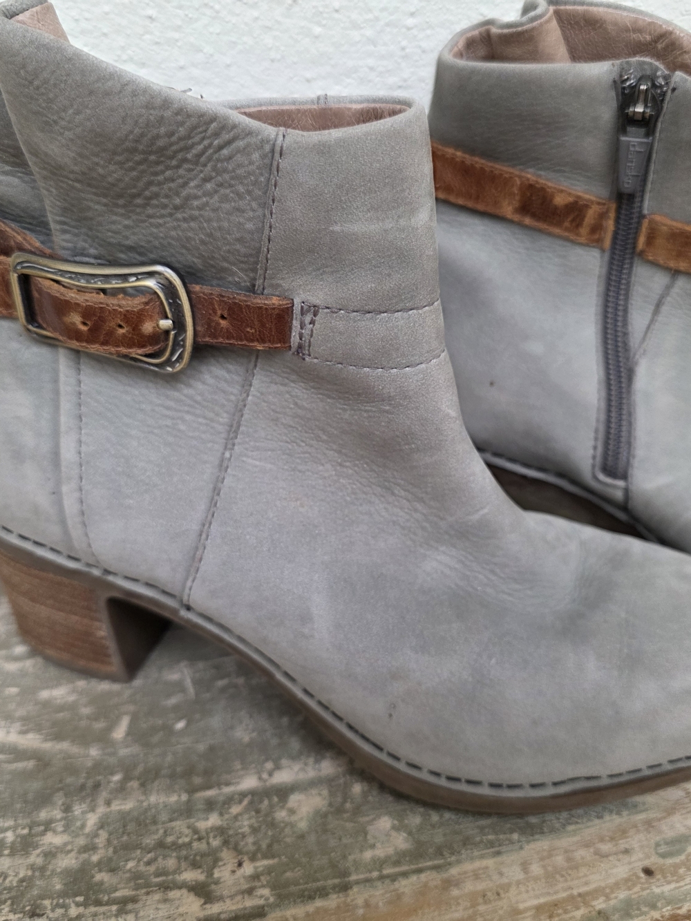 Dansko Green Suede Ankle Boots with Brown Strap